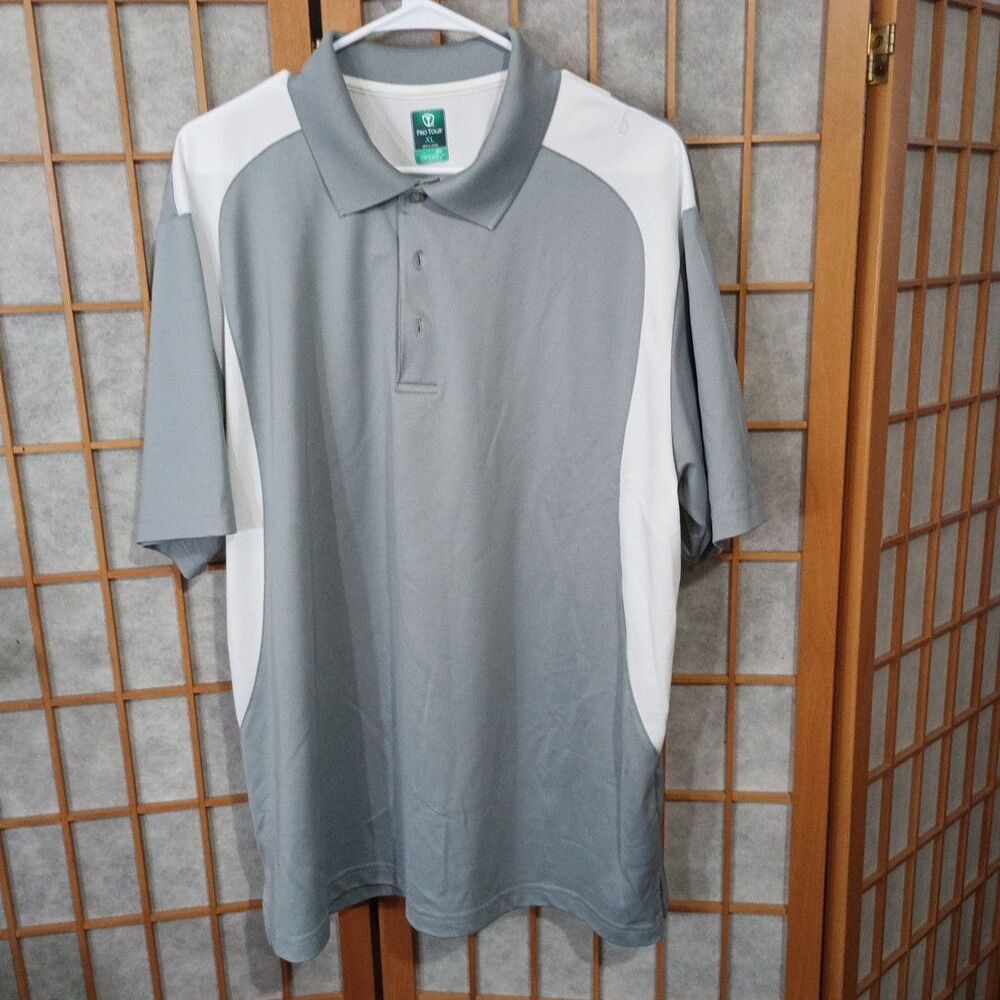 Pro Tour Golf Polo Shirt XL Gray Colorblock Airplay Stretch
